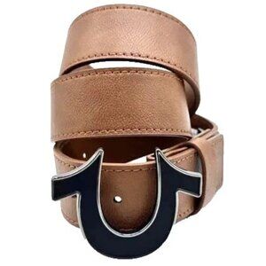 True Religion Men TR304095 Sage lll Belt Black Plaque Buckle Color Tan Size 42